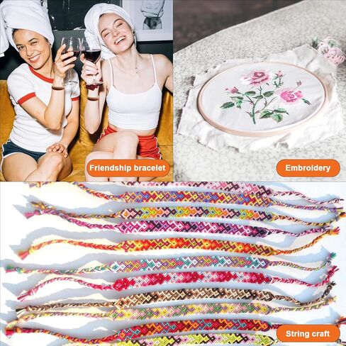 مجموعة سلسلة سوار الصداقة، مجموعة خيط تطريز 50 لونًا لمجموعات صنع أساور الصداقة، مجموعة أدوات خيط الغرز المتقاطعة لتطريز سوار الصداقة، مع صندوق تخزين in Kuwait