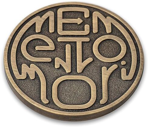 عملة ميمينتو موري الرواقية من ستويك ستور يو كيه - عملة رمزية رواقية مومنتو موري اي دي سي مع وجه جمجمة مخفي داخل عملة - ماركوس اوريليوس، عملة تحدي نحاسية، اونوس انوس، تذكار فيفير in Kuwait