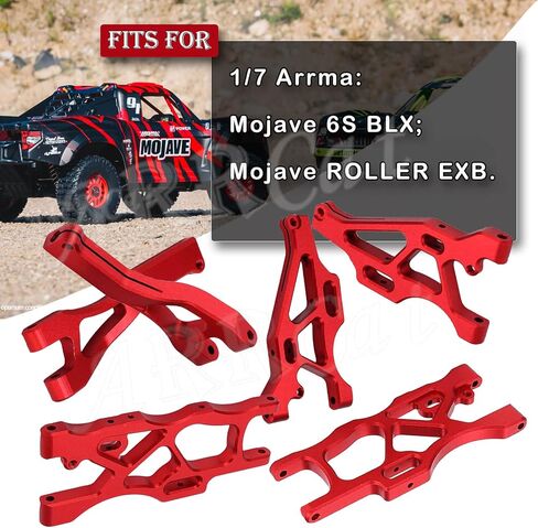 تعليق أمامي وخلفي أذرع لـ Arrma 1/7 Mojave 6S BLX، ARRCat RC ترقيات جزء القفزات، 6 قطع من الألومنيوم مجموعة ذراع التأرجح السفلي العلوي لـ Arrma 1/7 Mojave 6S BLX، أزرق in Kuwait
