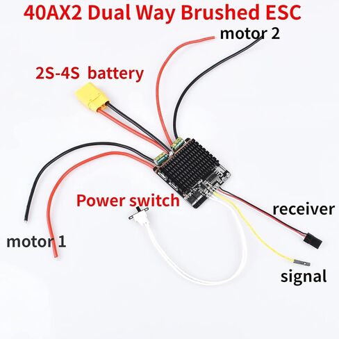 KINGMODEL 40AX2 Dual Way Bidirectional Brushed Electric Speed Controller Mixed Control Brushled 40A ESC 6-15V for Crawler DIY RC Tank Boat Difference Models XT60 Plug in Kuwait