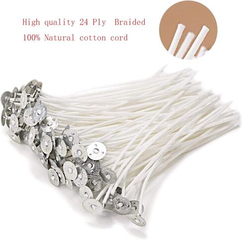 Cotton Candle Wicks Roll: 100% Natural 200 Feet Long Square Braided Candle-Making Wick String Thread Spool Smokeless Twine Set for Soy, Beeswax & Oil Kit Supplies DIY Accessories Xmas Gift in Kuwait