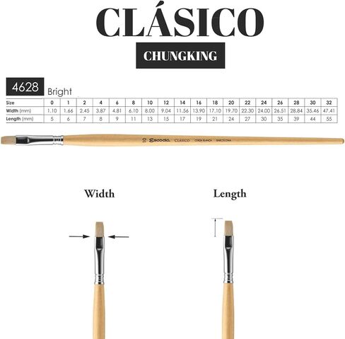 (المقاس-4-(3.87 ملم × 9 ملم)) - فرشاة طلاء بشعيرات بيضاء من اسكودا Classico 4528 من تشونجكينج بشعيرات بيضاء من فيلبرت قصيرة in Kuwait