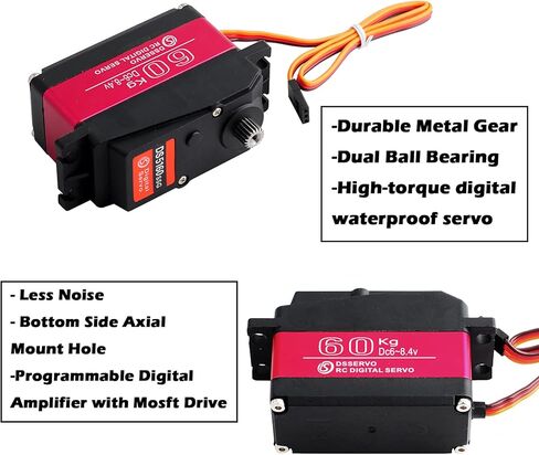 Wishiot DS5160SSG 60kg Servo Motor 180 Degree RC Car Digital Servo Large Torque High Speed Waterproof Servo Metal Gear with 18T Aluminum Servo Arm for Crawler Baja Cars Robotics DIY Projects in Saudi Arabia