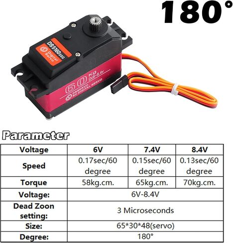 Wishiot DS5160SSG 60kg Servo Motor 180 Degree RC Car Digital Servo Large Torque High Speed Waterproof Servo Metal Gear with 18T Aluminum Servo Arm for Crawler Baja Cars Robotics DIY Projects in Saudi Arabia