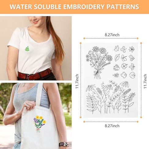 3 Sets Embroidery Kit for Beginners Adults Starter with 1Pcs A4 Stick and Stitch Embroidery Paper Sticker for Patterns Transfers,DIY Needlepoint Stitching Kits for Adults Crafts Learn to Embroider in Kuwait
