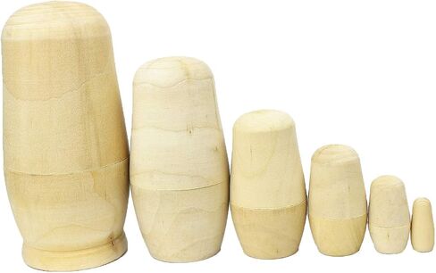 LittleTiger Set of 6pcs Unpainted Russian Nesting Doll , Blank Doll , Make Your Own Doll , 5.9 High by LittleTiger in Saudi Arabia