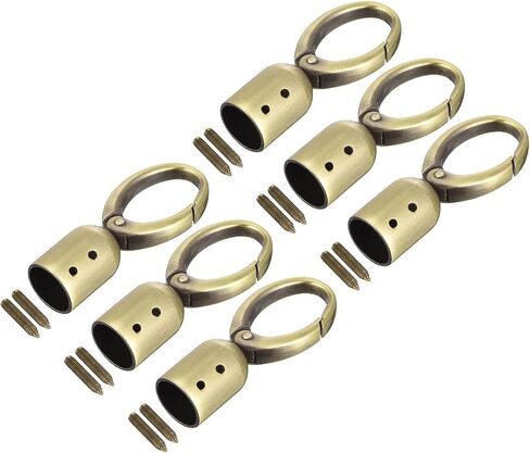 uxcell Cord End Cap, 6Pcs 15mm/0.6" End Cap Barrel Beads Terminators Cord with Screws Finding for Tassel Jewelry Making Bag Strap DIY, Black in Saudi Arabia