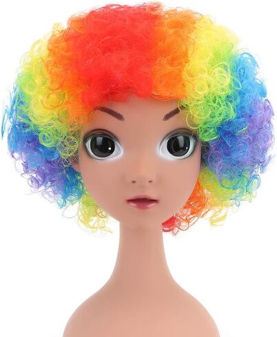 شعر مستعار أفرو مهرج صناعي ملون للأطفال من ستايلر - شعر مستعار زي مهرج متعدد الألوان لعيد الميلاد in Kuwait