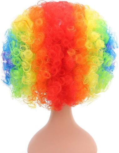 شعر مستعار أفرو مهرج صناعي ملون للأطفال من ستايلر - شعر مستعار زي مهرج متعدد الألوان لعيد الميلاد in Kuwait