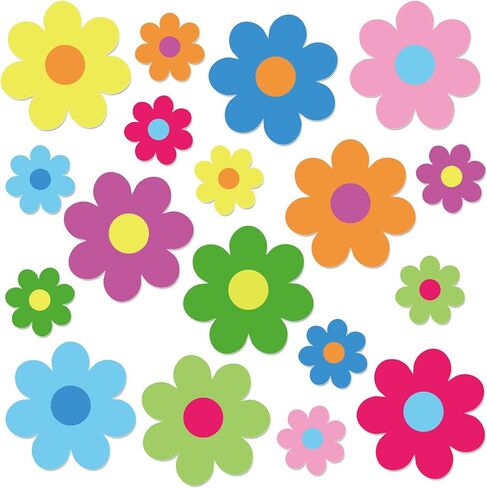 Whaline 54Pcs Flower Cut-Outs Back to School Colorful Flower Cutouts 2 Size Multicolor Floral Classroom Bulletin Board Decor with 100Pcs Glue Points for School DIY Craft Projects, 5.9in & 3.1in in Kuwait