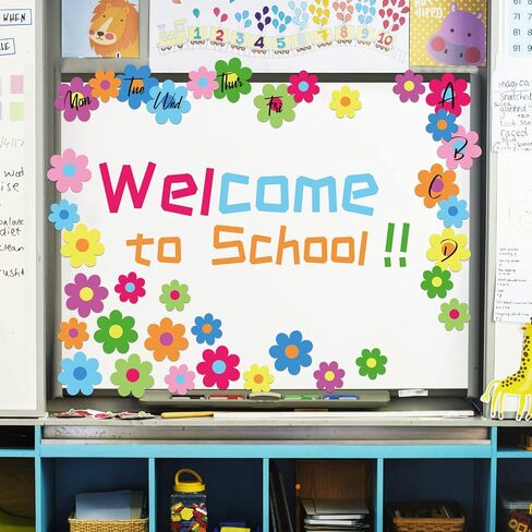Whaline 54Pcs Flower Cut-Outs Back to School Colorful Flower Cutouts 2 Size Multicolor Floral Classroom Bulletin Board Decor with 100Pcs Glue Points for School DIY Craft Projects, 5.9in & 3.1in in Kuwait
