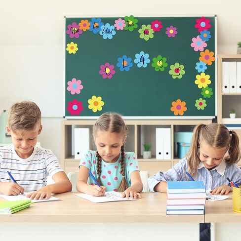 Whaline 54Pcs Flower Cut-Outs Back to School Colorful Flower Cutouts 2 Size Multicolor Floral Classroom Bulletin Board Decor with 100Pcs Glue Points for School DIY Craft Projects, 5.9in & 3.1in in Kuwait