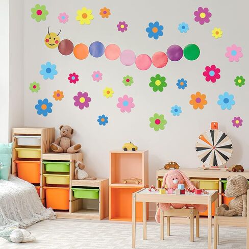 Whaline 54Pcs Flower Cut-Outs Back to School Colorful Flower Cutouts 2 Size Multicolor Floral Classroom Bulletin Board Decor with 100Pcs Glue Points for School DIY Craft Projects, 5.9in & 3.1in in Kuwait