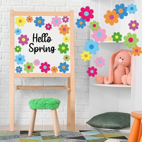 Whaline 54Pcs Flower Cut-Outs Back to School Colorful Flower Cutouts 2 Size Multicolor Floral Classroom Bulletin Board Decor with 100Pcs Glue Points for School DIY Craft Projects, 5.9in & 3.1in in Kuwait