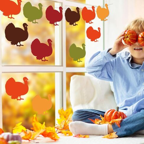 AnyDesign 60 قطعة من قطع الديك الرومي لعيد الشكر في الخريف مع نقاط صمغ، ألوان متنوعة لطيفة، قصاصات ورقية لفصل الخريف من ورق الديك الرومي، ديكور لعيد الشكر، المدرسة، الفصول الدراسية، لوازم الحفلات المنزلية in Kuwait