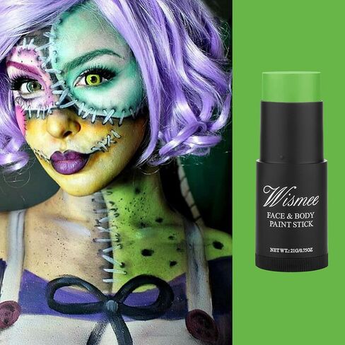 Ogre Green Face Paint Stick, Green Eye Black Stick for Sports, Shrek Costume Gamora Witch Face Paint High Pigmented Paint for Halloween Special Effect Sfx Makeup in Kuwait
