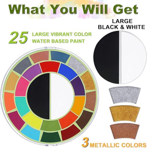 لوحة طلاء الوجه بوبيسوكا - 25 لونًا منشطًا بالماء - لوحة ألوان كبيرة باللون الأسود والأبيض الفاتح مي أب لحفلات الهالوين التنكرية in Kuwait