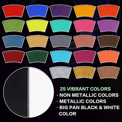 لوحة طلاء الوجه بوبيسوكا - 25 لونًا منشطًا بالماء - لوحة ألوان كبيرة باللون الأسود والأبيض الفاتح مي أب لحفلات الهالوين التنكرية in Kuwait