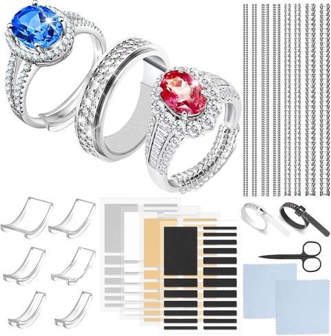 اداة ضبط مقاس الخاتم غير المرئية، واقي فاصل للخاتم، اداة قياس مقاس الخاتم مع اداة قياس خاتم وقطعة قماش لتلميع المجوهرات ومقص للرجال والنساء in Kuwait