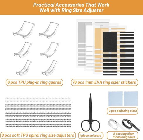 اداة ضبط مقاس الخاتم غير المرئية، واقي فاصل للخاتم، اداة قياس مقاس الخاتم مع اداة قياس خاتم وقطعة قماش لتلميع المجوهرات ومقص للرجال والنساء in Kuwait