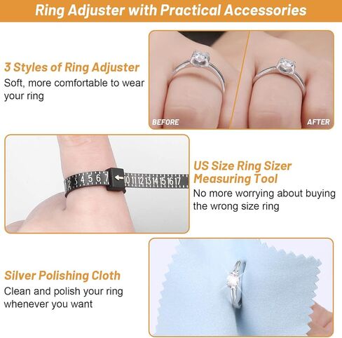 اداة ضبط مقاس الخاتم غير المرئية، واقي فاصل للخاتم، اداة قياس مقاس الخاتم مع اداة قياس خاتم وقطعة قماش لتلميع المجوهرات ومقص للرجال والنساء in Kuwait