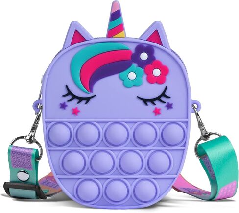 Sichy Pop Bag it، حقيبة فيدجيت، محفظة بوب للفتيات والنساء، حقيبة بوب مع لعبة يونيكورن بوب، حقيبة كتف من السيليكون مضادة للإجهاد، أفضل الهدايا in Saudi Arabia