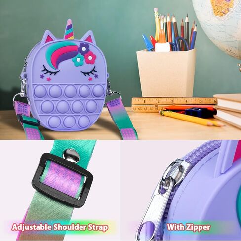 Sichy Pop Bag it، حقيبة فيدجيت، محفظة بوب للفتيات والنساء، حقيبة بوب مع لعبة يونيكورن بوب، حقيبة كتف من السيليكون مضادة للإجهاد، أفضل الهدايا in Saudi Arabia