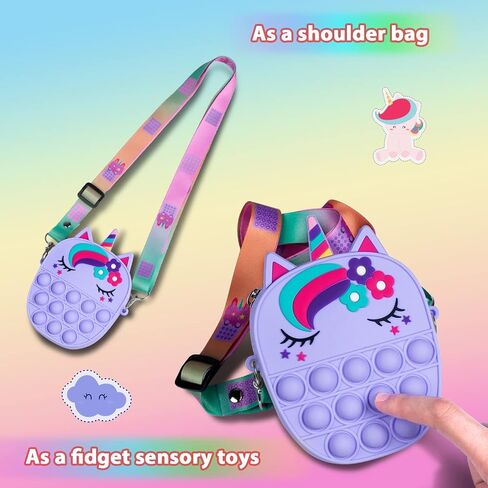 Sichy Pop Bag it، حقيبة فيدجيت، محفظة بوب للفتيات والنساء، حقيبة بوب مع لعبة يونيكورن بوب، حقيبة كتف من السيليكون مضادة للإجهاد، أفضل الهدايا in Saudi Arabia