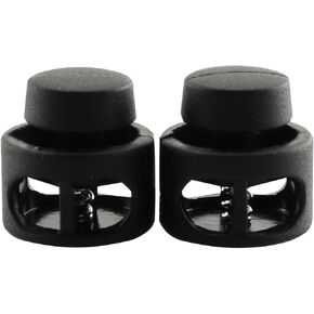 JCBIZ 60pcs Black and White Plastic Spring Cord Locks Round Button Ends Stop Slide Spring Double Hole Cord Fastener Lock for Backpacks, Clothes and Suitcases in Saudi Arabia