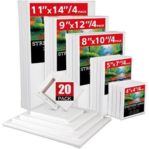 20 Pack Stretched Canvases-4Packs of 4x4,5x7,8x10,9x12,11x14 in Saudi Arabia