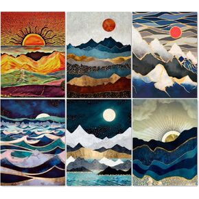 LFMU 6 Pack Diamond Painting Kits, Diamond Art Kits, 5D Diamond Dots Kits for Adults Kids, Abstract Scenery Full Drill Diamond Paintings for Home Wall Decor Gift(12x16inch)