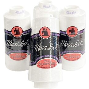 4 Large Cones (3000 Yards Each) Text 27 Polyester Sewing Quilting Serger Maxi Lock All Purpose Thread White or Black (Black)