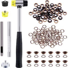 Swpeet 246 Sets 1/4 Inch - 6mm 4 Colors Grommet Eyelets Assortment Kit with Setting Install Tool, Including Rubbe Lightweight Soft Mallet, Metal Eyelets Kits Shoe for Leather Fabric Belt Clothes in Kuwait