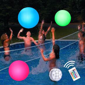 Pool Toys, LED Beach Ball Toy with 16 Color Changing Lights, Pool Games Beach Party Outdoor Games for Teens Adults Family, Glow in The Dark Party Supplies (1PC)