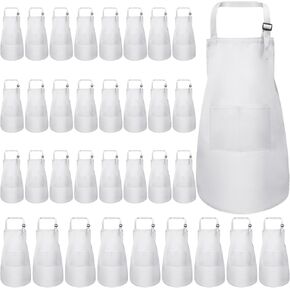 Handepo 35 Pcs Children Artists Aprons Adjustable Chef Apron Kids Painting Aprons for Cooking Kitchen Grilling Painting