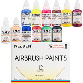 MEEDEN Airbrush Paint Set: 60 Colors x 30ml/1oz Air Brush Spray Paint Set Including Fluorescent and Metallic Colors