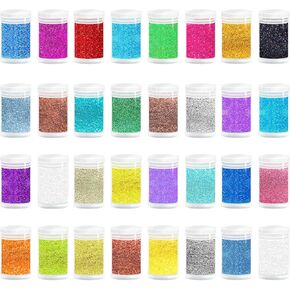 32 Jars Fine Glitter for Nails, Glitter Powder for Resin Art, Ultra Fine Glitter Set for Tumblers, Nail Art, Cosmetic, Slime, Scrapbook in Kuwait