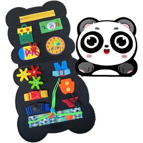 كتاب الأنشطة الهادئة من VMLCtoys Panda، 12 مهارات أساسية. كتاب مشغول للأطفال الصغار، لعبة حسية للأطفال الصغار. تنمية المهارات الحركية والمعرفية والحسية. كتاب السيارة المزدحمة مثالي للسفر in Kuwait