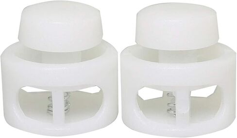 JCBIZ 60pcs Black and White Plastic Spring Cord Locks Round Button Ends Stop Slide Spring Double Hole Cord Fastener Lock for Backpacks, Clothes and Suitcases in Saudi Arabia