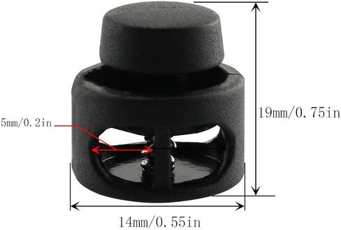 JCBIZ 60pcs Black and White Plastic Spring Cord Locks Round Button Ends Stop Slide Spring Double Hole Cord Fastener Lock for Backpacks, Clothes and Suitcases in Saudi Arabia