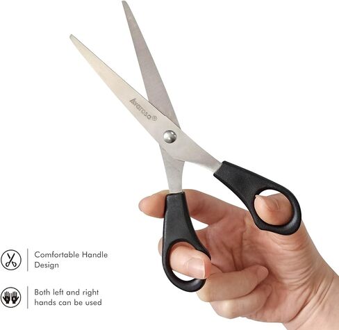 مقص أمان بلا حافة من أفاروسا للأطفال ومدرسة الصف المدرسي والأطفال ومقص أمان غير حاد للفصول الدراسية ولوازم الحرف اليدوية والفنون المدرسية، 15.24 سم، ألوان متنوعة، عبوة من 12 قطعة. in Kuwait