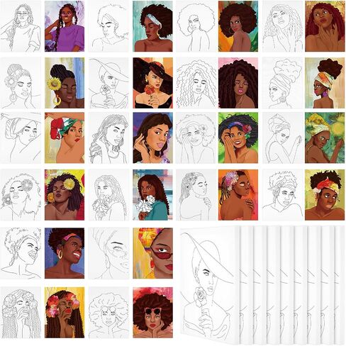 Sherr 20 Pcs Pre Drawn Canvas Floral for Painting for Adults in Kuwait
