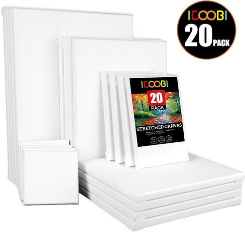 20 Pack Stretched Canvases-4Packs of 4x4,5x7,8x10,9x12,11x14 in Kuwait