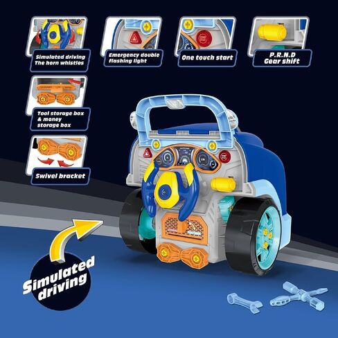 Motor Car Engine Workshop - Blue - Take Apart & Rebuild Mechanical Toy, Battery-Powered, Lights & Sound Effects, Kids Ages 3+ in Kuwait