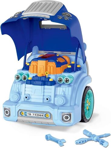 Motor Car Engine Workshop - Blue - Take Apart & Rebuild Mechanical Toy, Battery-Powered, Lights & Sound Effects, Kids Ages 3+ in Kuwait