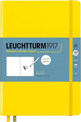 Leuchtturm1917 - كراسة رسم متوسطة الحجم بحجم A5 (أسود) - 112 صفحة من ورق 150 جم/م² in Kuwait