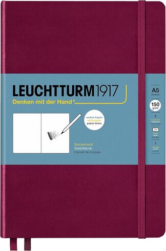 Leuchtturm1917 - كراسة رسم متوسطة الحجم بحجم A5 (أسود) - 112 صفحة من ورق 150 جم/م² in Kuwait
