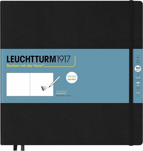 Leuchtturm1917 - كراسة رسم متوسطة الحجم بحجم A5 (أسود) - 112 صفحة من ورق 150 جم/م² in Kuwait