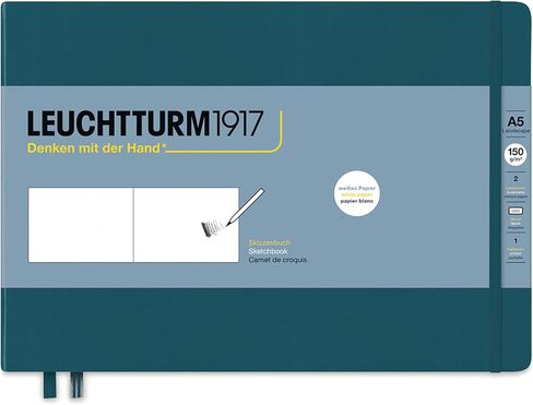 Leuchtturm1917 - كراسة رسم متوسطة الحجم بحجم A5 (أسود) - 112 صفحة من ورق 150 جم/م² in Kuwait