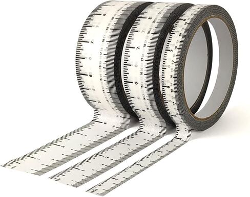 3 Pack Ruler Tape 1/2, 1, 1-1/2 inch Masking Tape Measure, Repeating 12inch Imprint Adhesive Tape Measure, No Residue & Waterproof Ruler Tape for Painting, Sewing & DIY (Yellow) in Kuwait